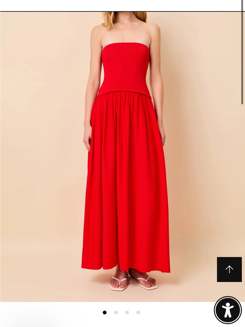 SOLID & STRIPED Red Strapless Maxi Dress